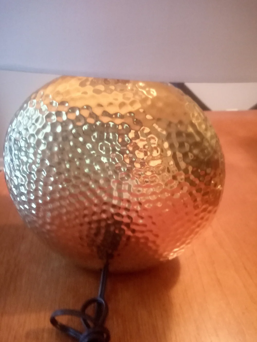 Hammered Gold Globe Table Lamp with White Drum Shade